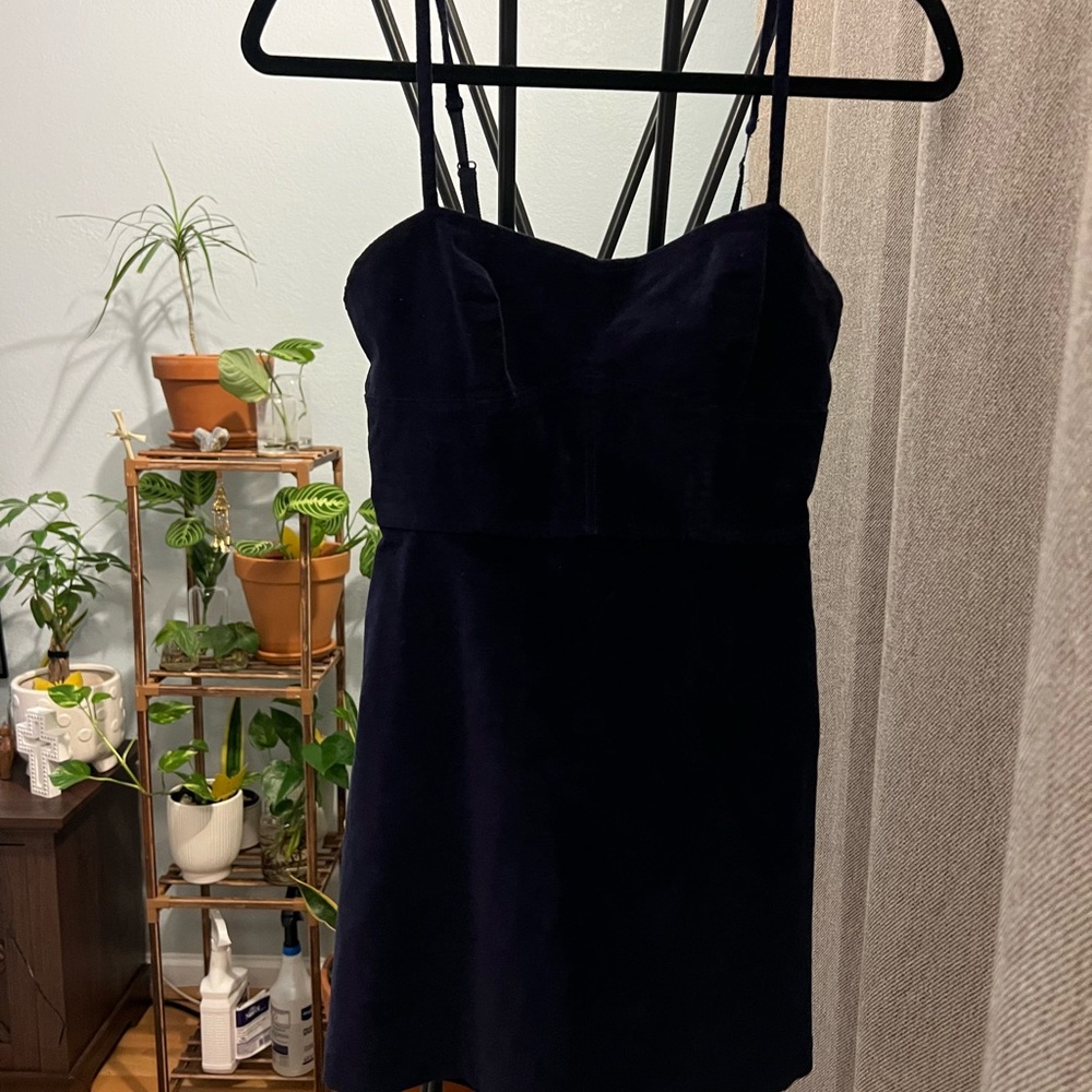 Urban Outfitters Midnight Blue Velvet Mini Dress Size Small